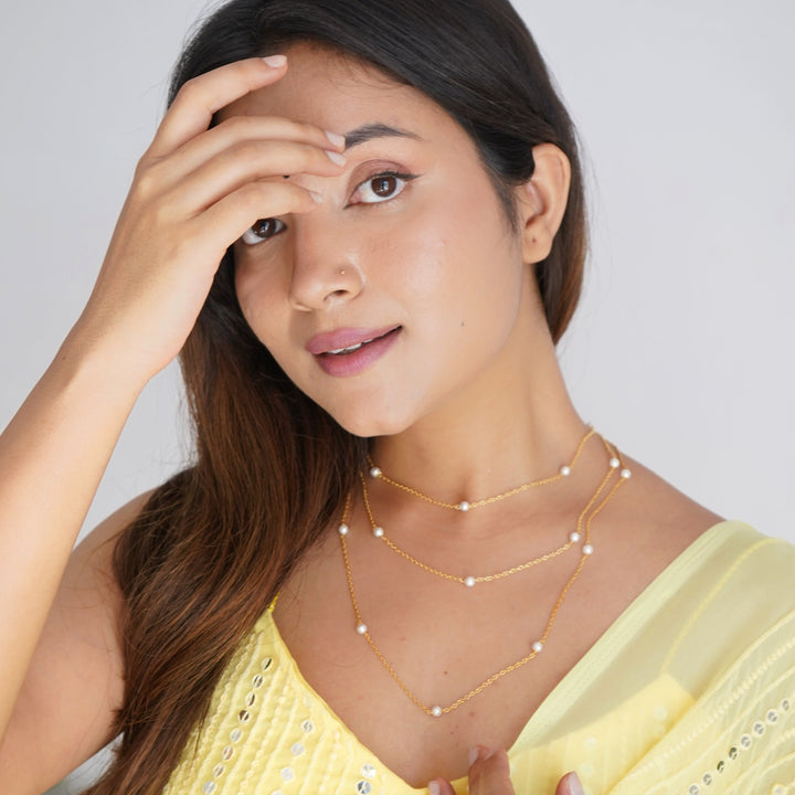 Golden 3 Layer Pearl Neckpiece (5mm)