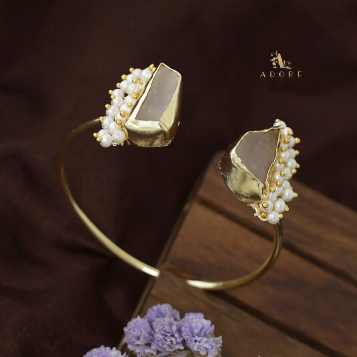 Caitlin Raw Stone Cluster Pearl Bangle