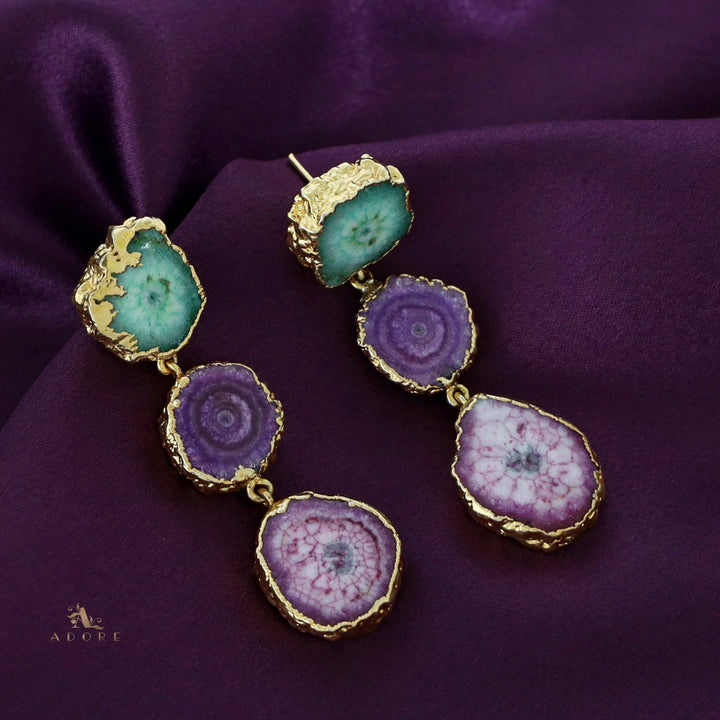 Iliana 3 Layer Solar Agate Earring