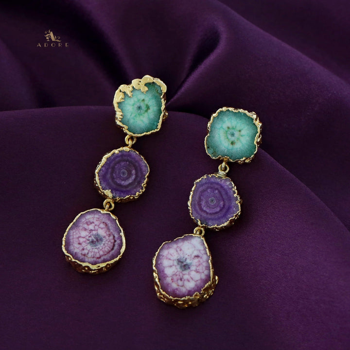 Iliana 3 Layer Solar Agate Earring
