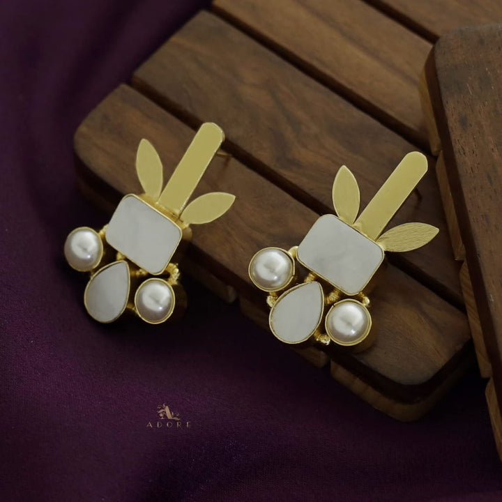 Rectangle & Drop MOP Pearl Earring