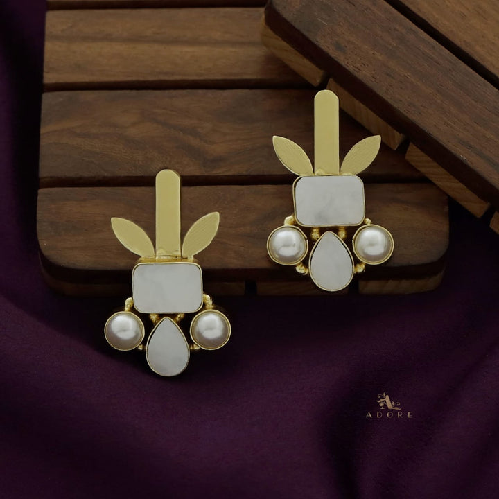 Rectangle & Drop MOP Pearl Earring
