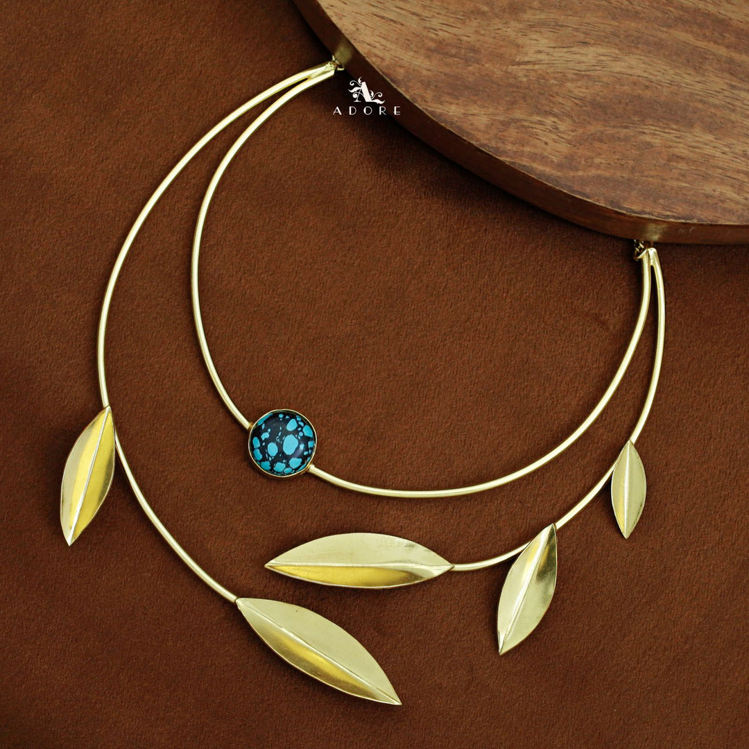 Elora Golden Two Layer Leafy Neck Cuff