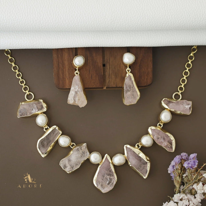 Pegasus Rugged Stone Neckpiece With Earring