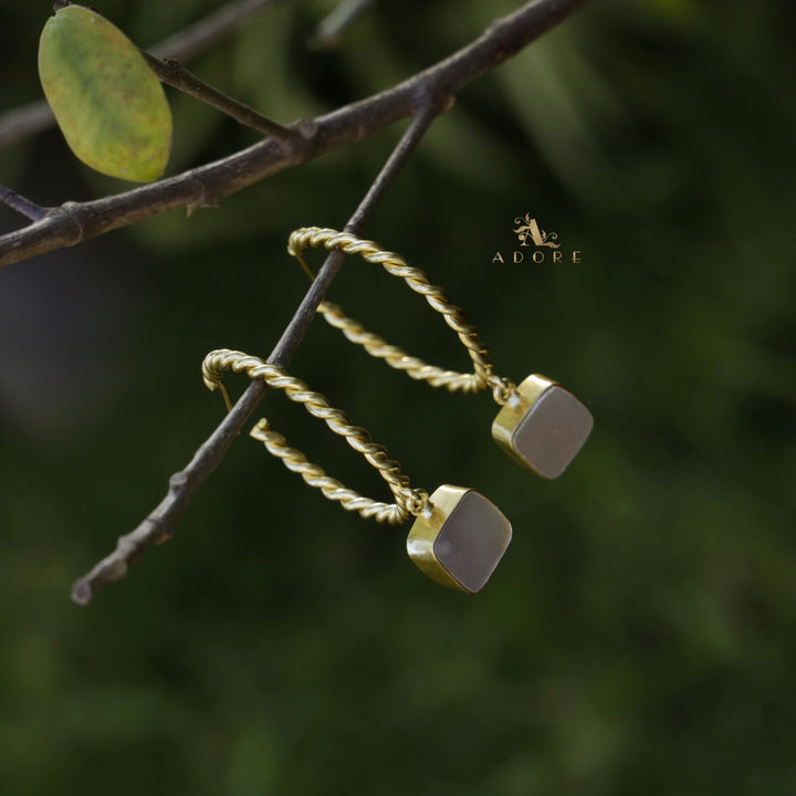 Golden Twisted MOP Earring