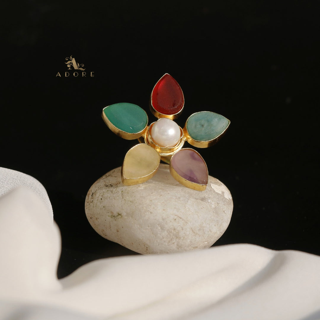 Adore Raw Stone- Flower Ring (Colours Available)