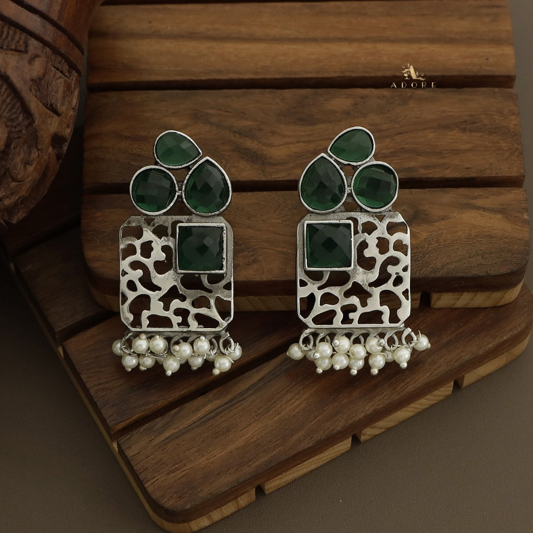 Antique Isadora Glossy Square Earring (Rust Finish )