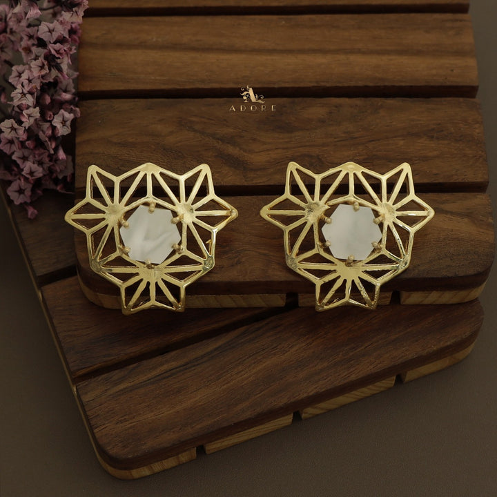 Golden Niles Hexa Stone Earring