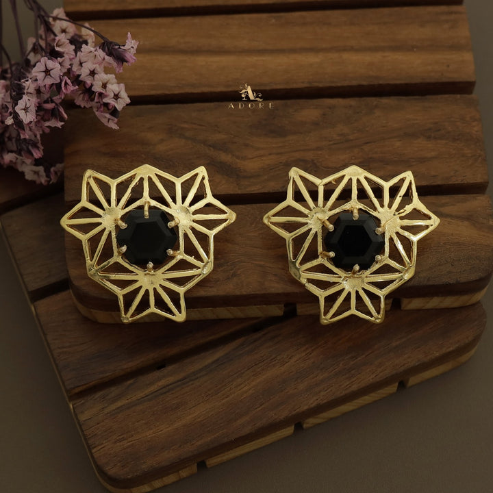 Golden Niles Hexa Stone Earring