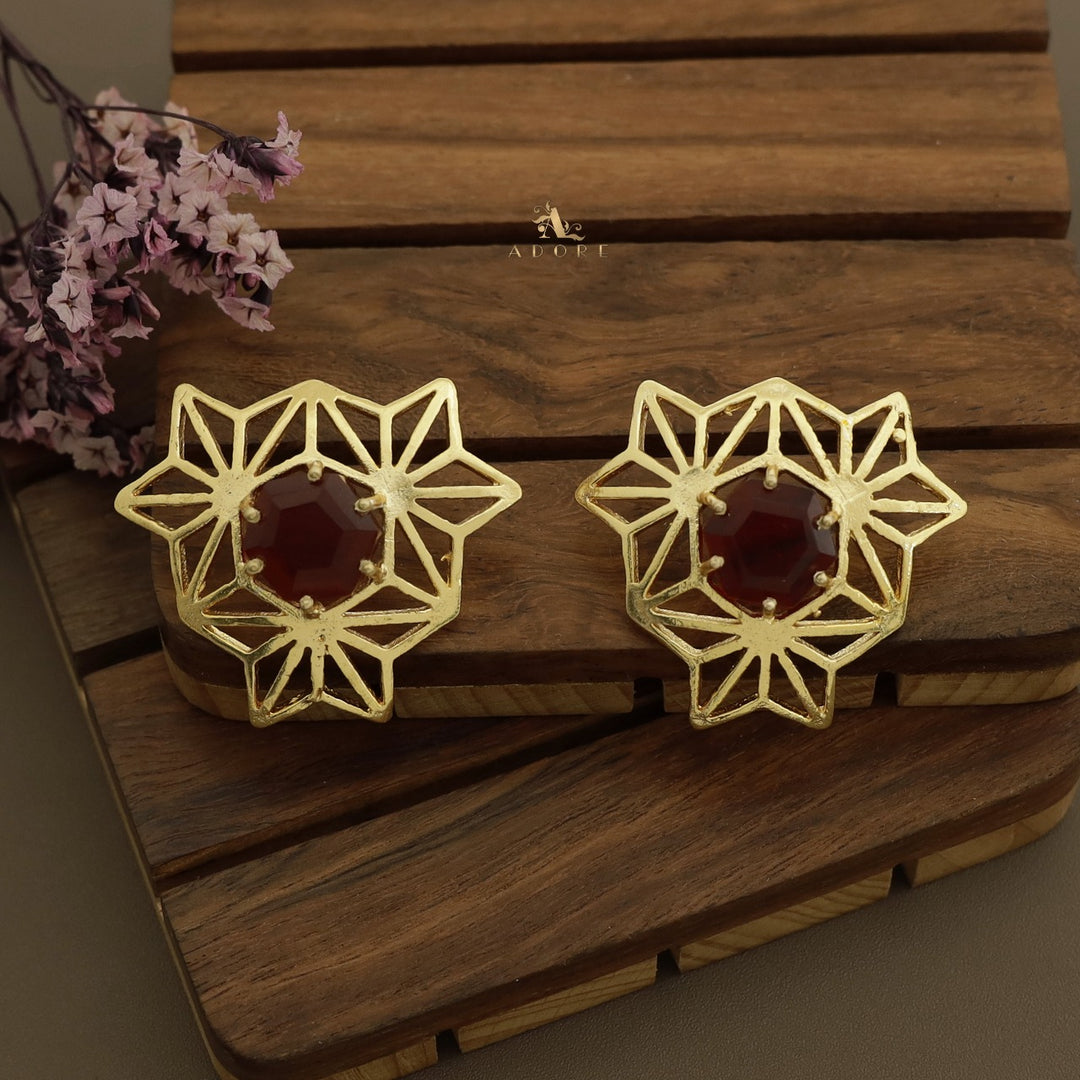 Golden Niles Hexa Stone Earring