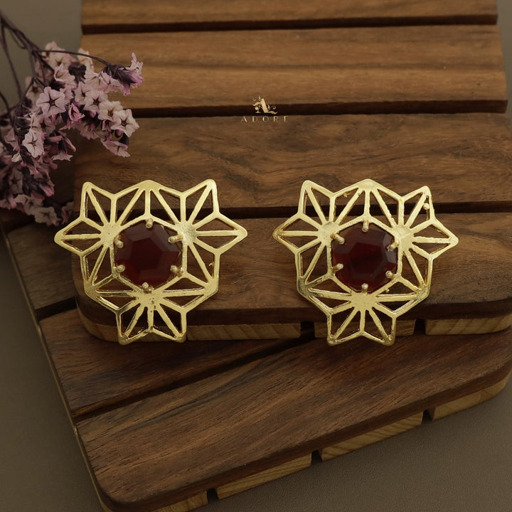 Golden Niles Hexa Stone Earring