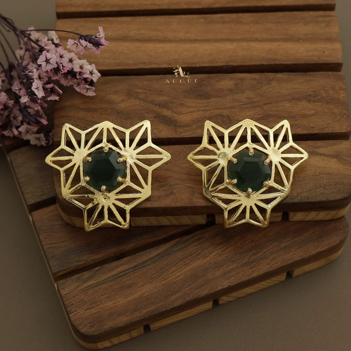 Golden Niles Hexa Stone Earring