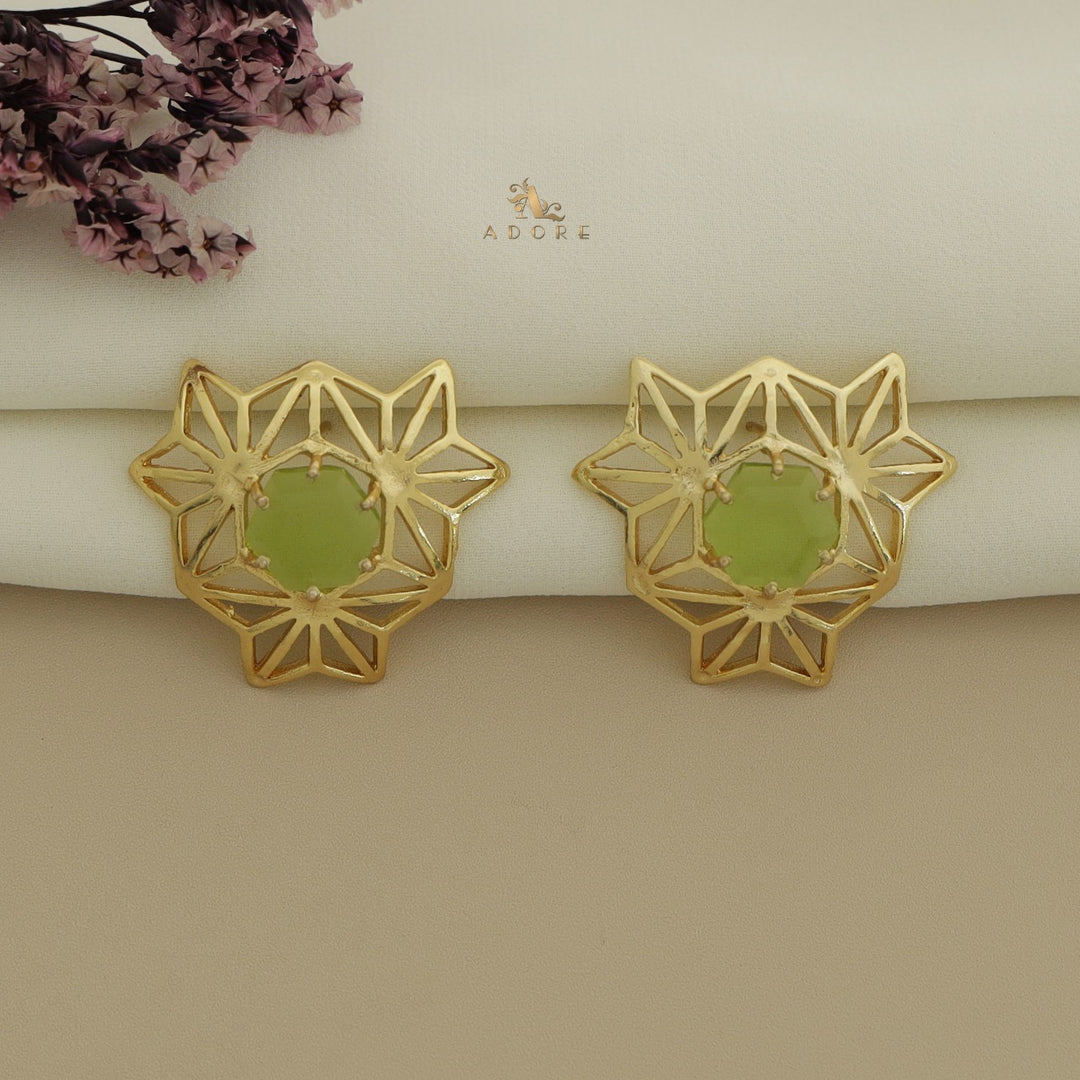 Golden Niles Hexa Stone Earring