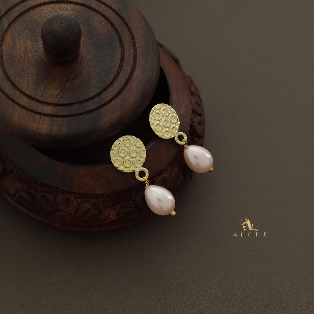 Golden Bubble Round Pearl Earring