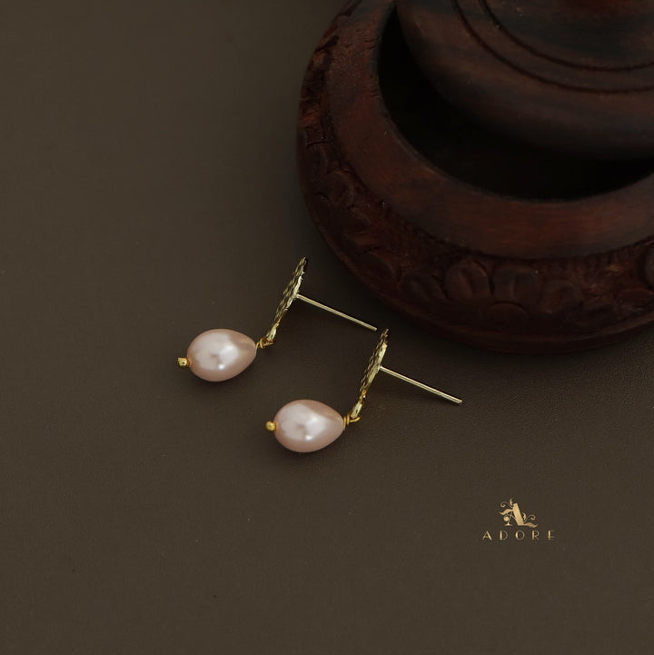 Golden Bubble Round Pearl Earring