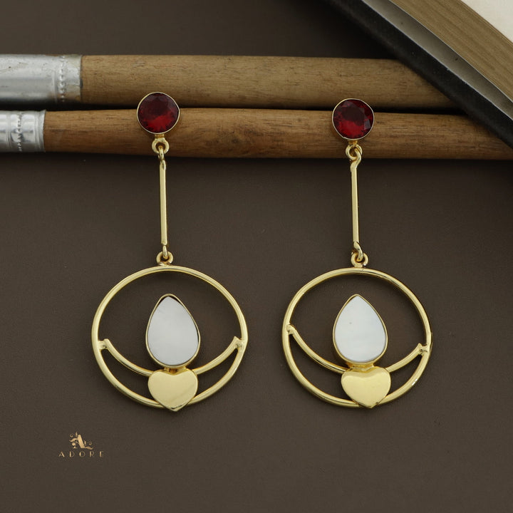 Inima Glossy + Carved Hoop And Heart Earring