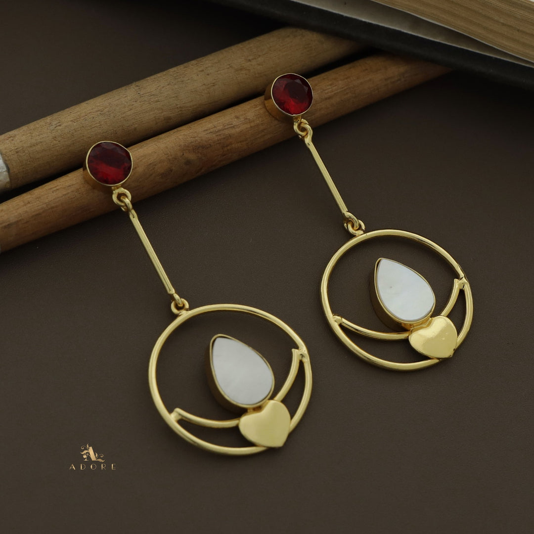 Inima Glossy + Carved Hoop And Heart Earring