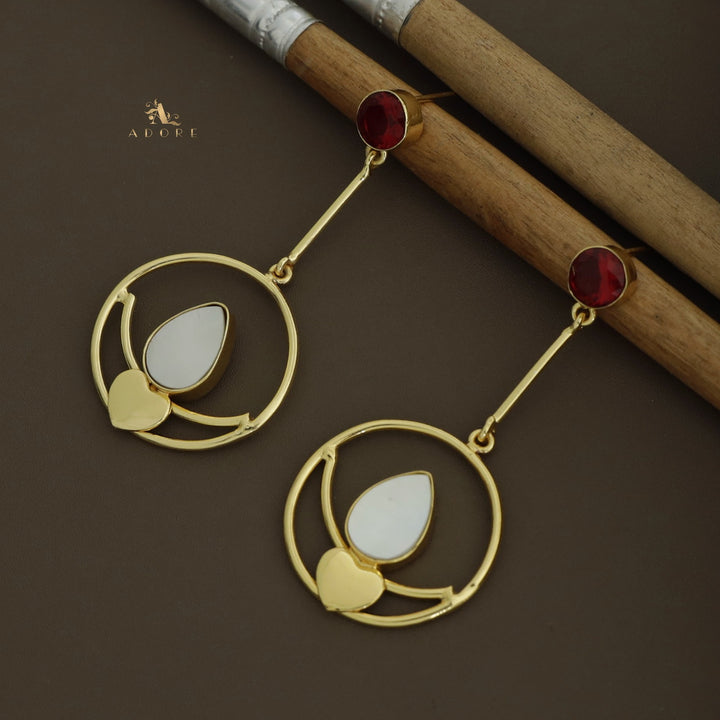 Inima Glossy + Carved Hoop And Heart Earring