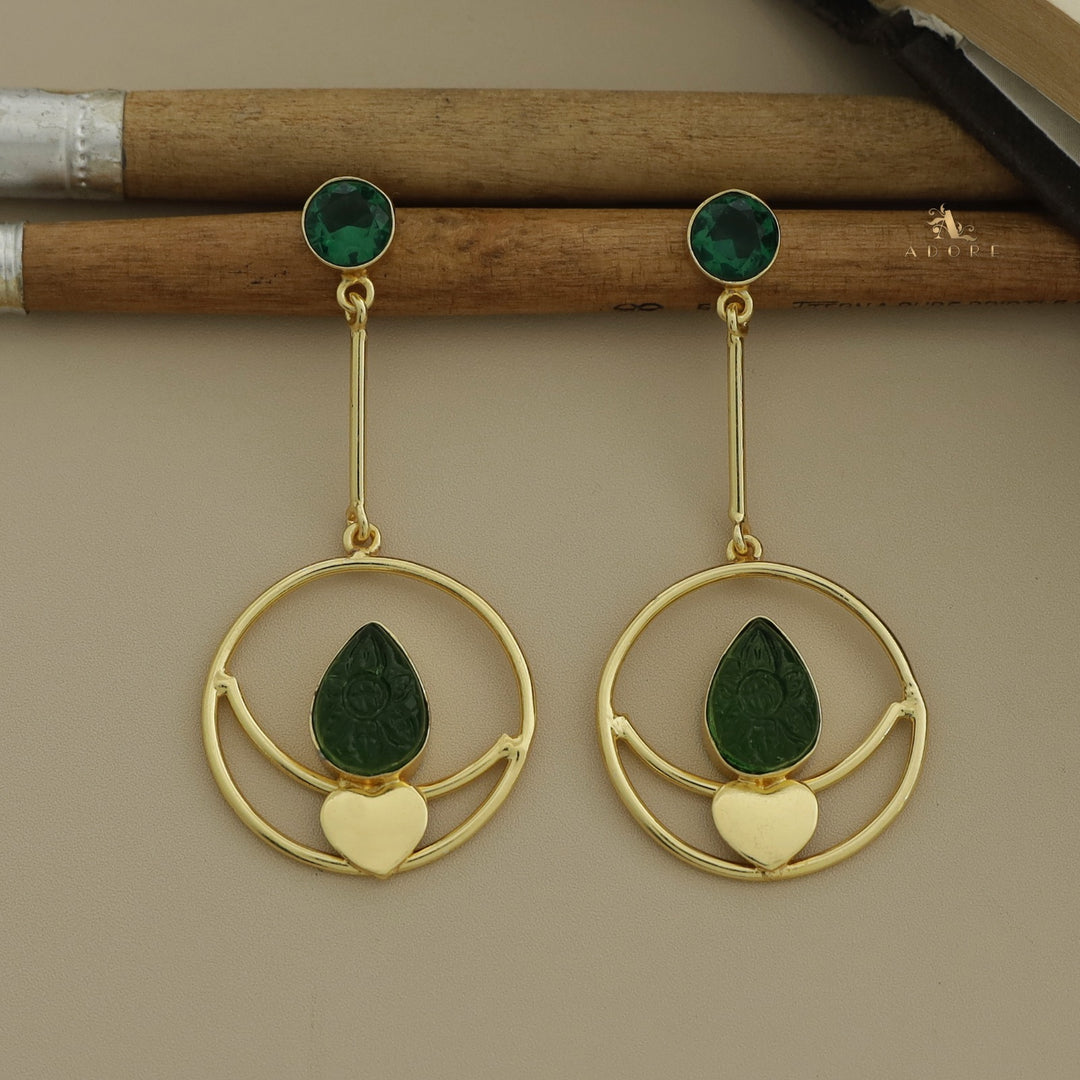 Inima Glossy + Carved Hoop And Heart Earring