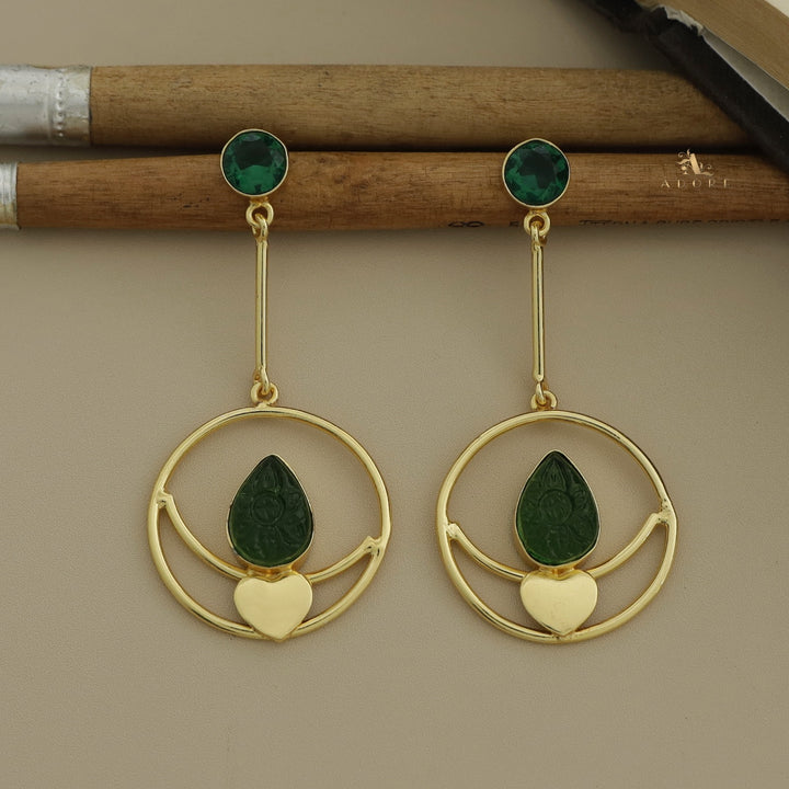 Inima Glossy + Carved Hoop And Heart Earring