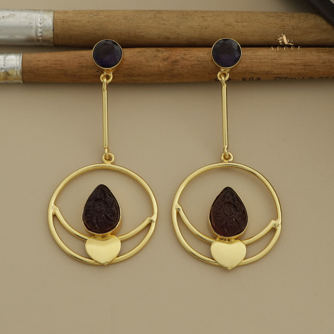 Inima Glossy + Carved Hoop And Heart Earring