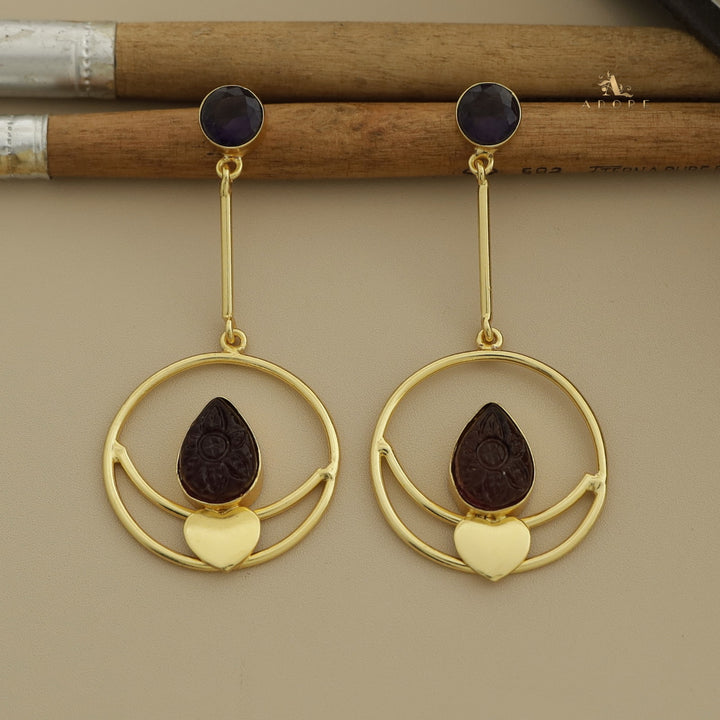 Inima Glossy + Carved Hoop And Heart Earring