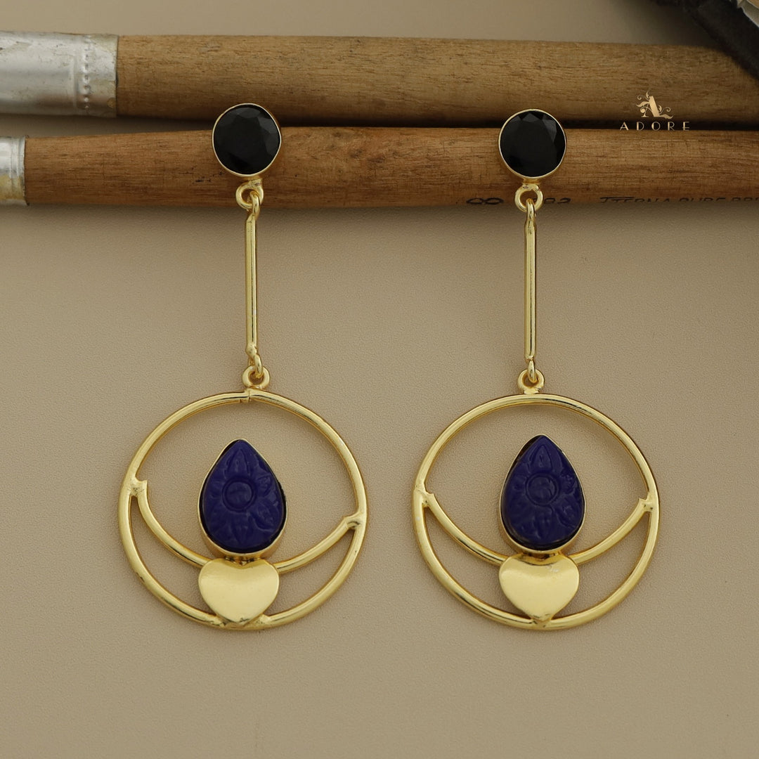 Inima Glossy + Carved Hoop And Heart Earring