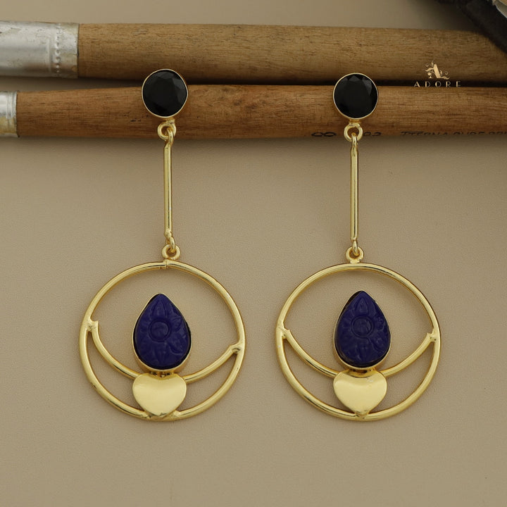 Inima Glossy + Carved Hoop And Heart Earring
