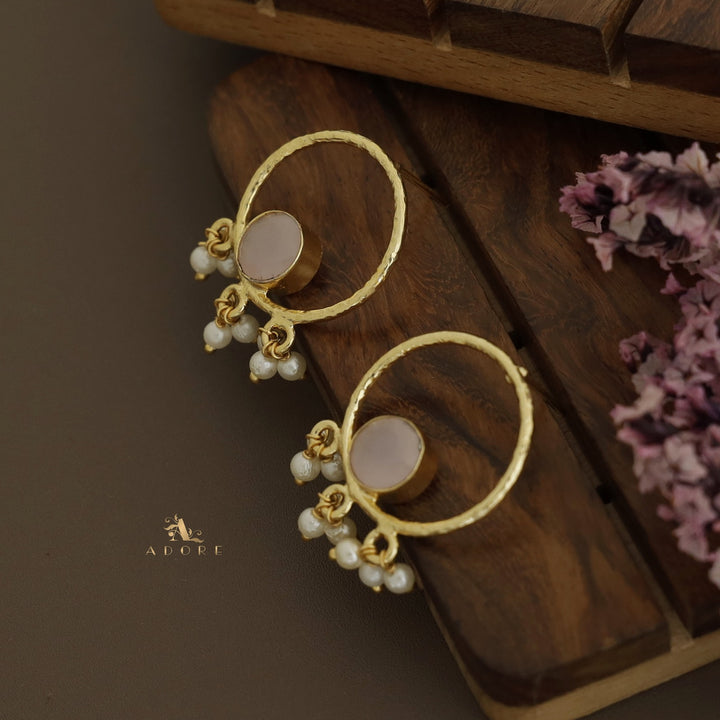 Rumia Textured Hoop Cluster Pearl Earring