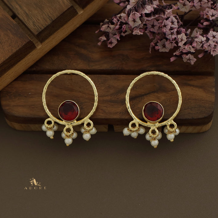 Rumia Textured Hoop Cluster Pearl Earring