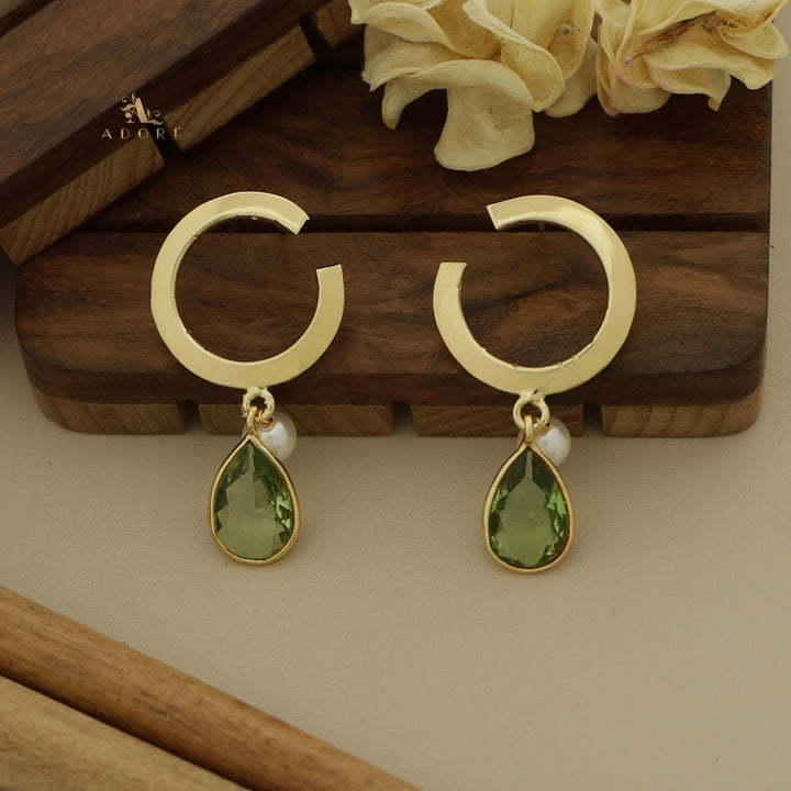 Golden C Hoop Drop And Pearl Earring