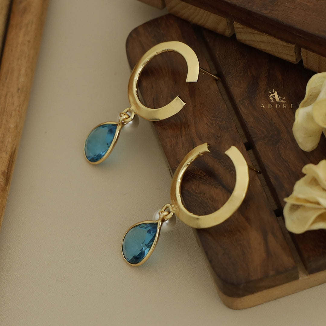 Golden C Hoop Drop And Pearl Earring