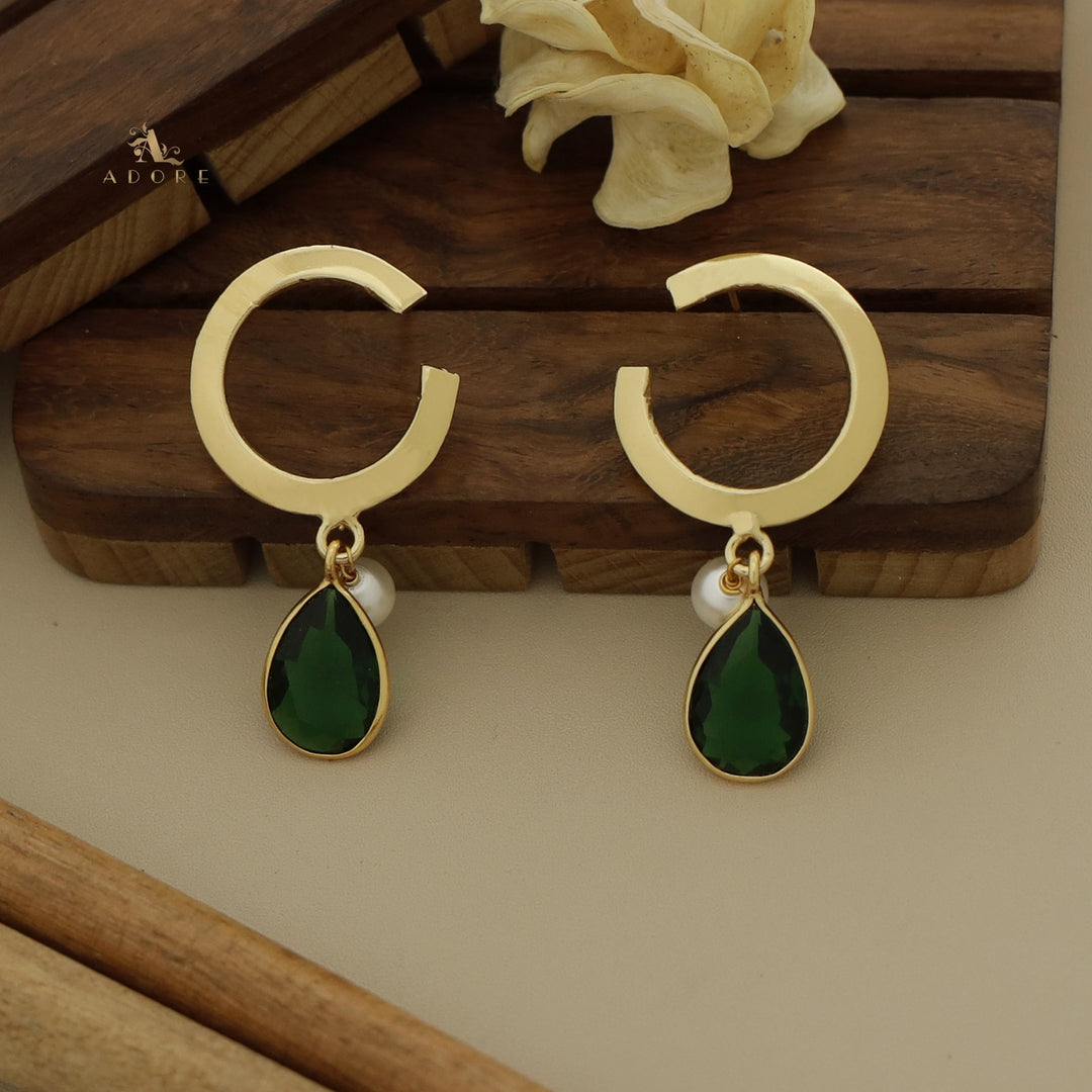 Golden C Hoop Drop And Pearl Earring