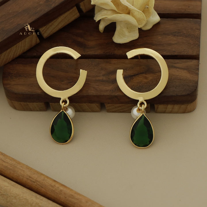 Golden C Hoop Drop And Pearl Earring