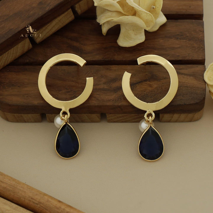 Golden C Hoop Drop And Pearl Earring