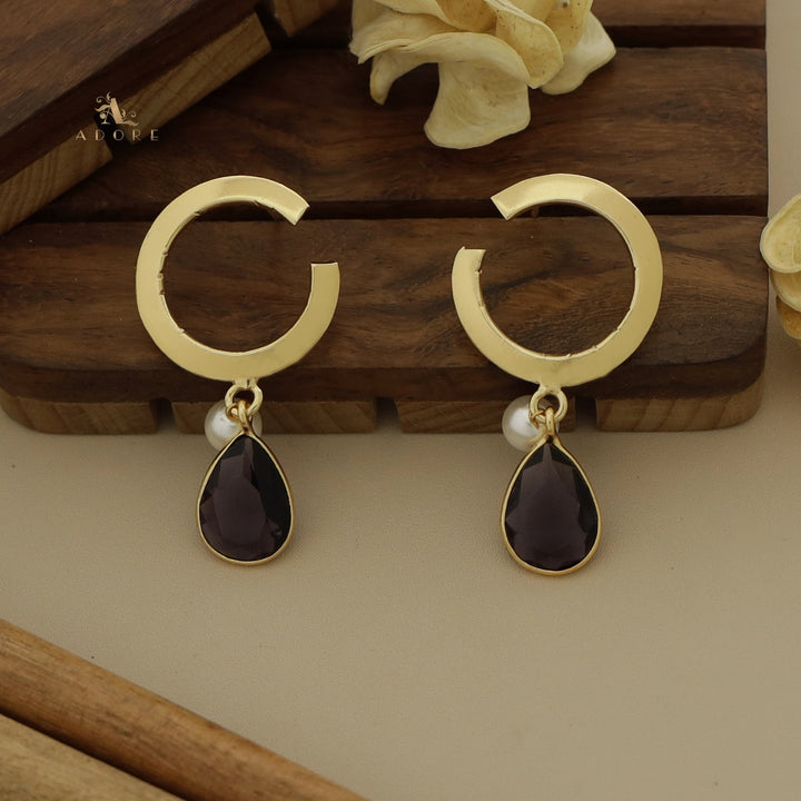 Golden C Hoop Drop And Pearl Earring