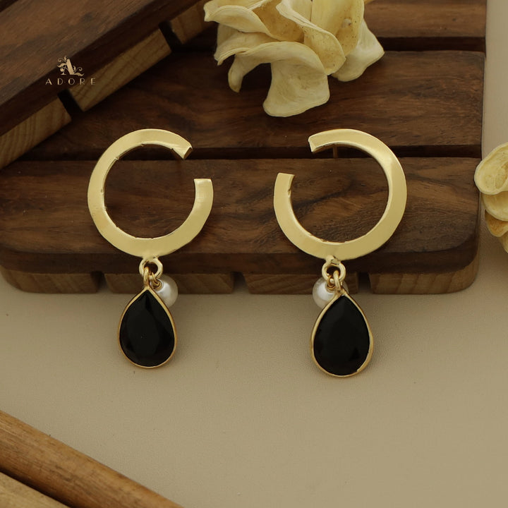 Golden C Hoop Drop And Pearl Earring