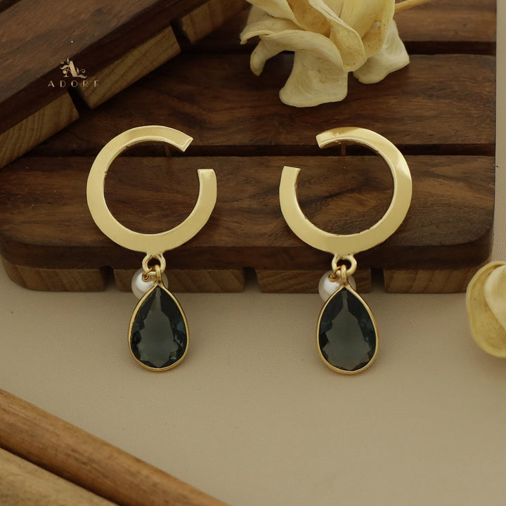 Golden C Hoop Drop And Pearl Earring