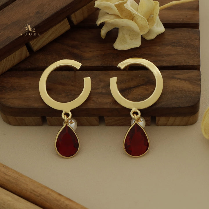 Golden C Hoop Drop And Pearl Earring