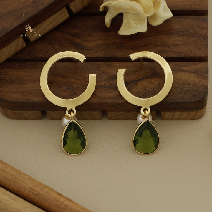 Golden C Hoop Drop And Pearl Earring