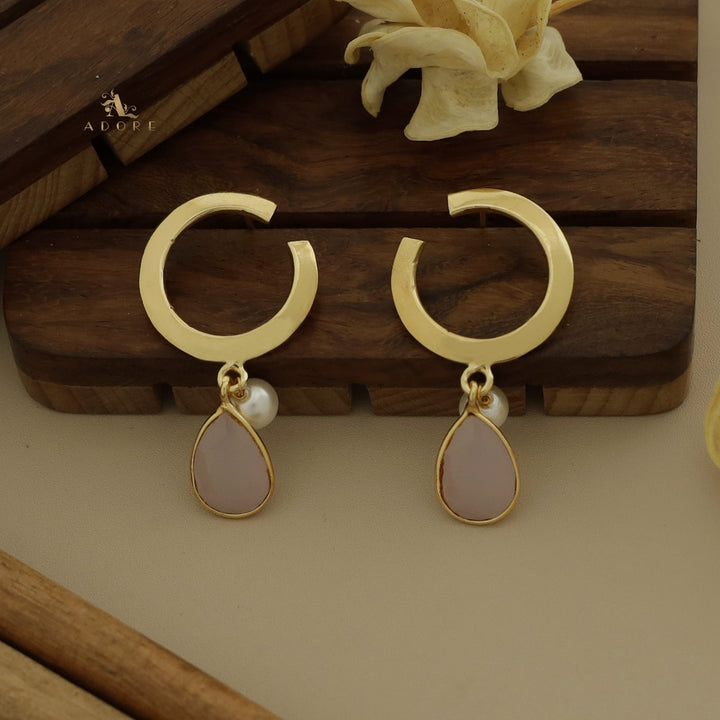 Golden C Hoop Drop And Pearl Earring