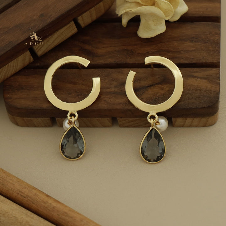 Golden C Hoop Drop And Pearl Earring