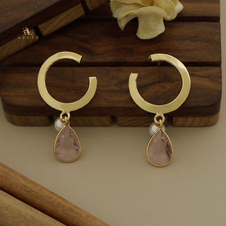 Golden C Hoop Drop And Pearl Earring