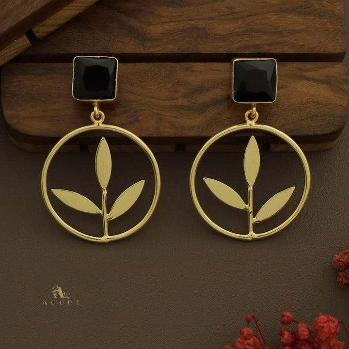 Rutula Glossy Square Leafy Hoop Earring