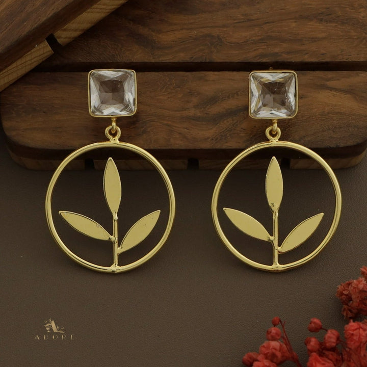 Rutula Glossy Square Leafy Hoop Earring