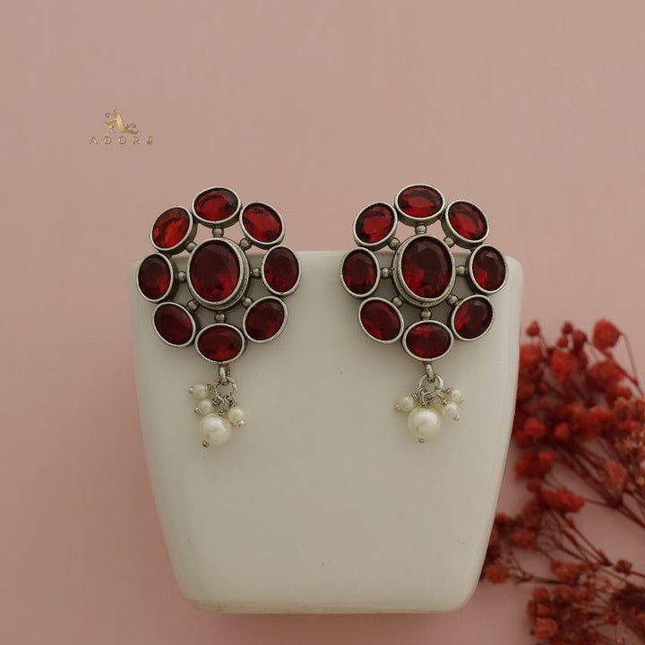 Glossy Flower Chakra Pearl Earring
