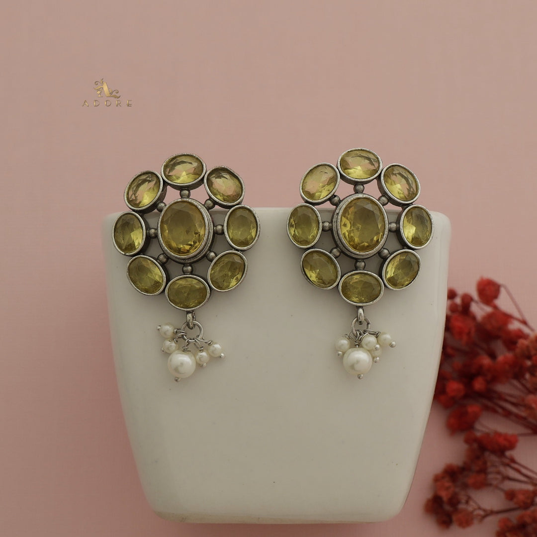 Glossy Flower Chakra Pearl Earring