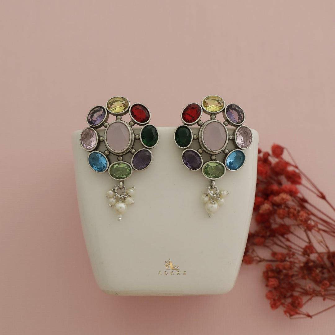 Glossy Flower Chakra Pearl Earring