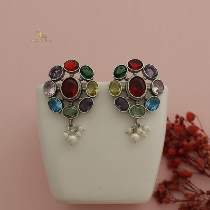 Glossy Flower Chakra Pearl Earring