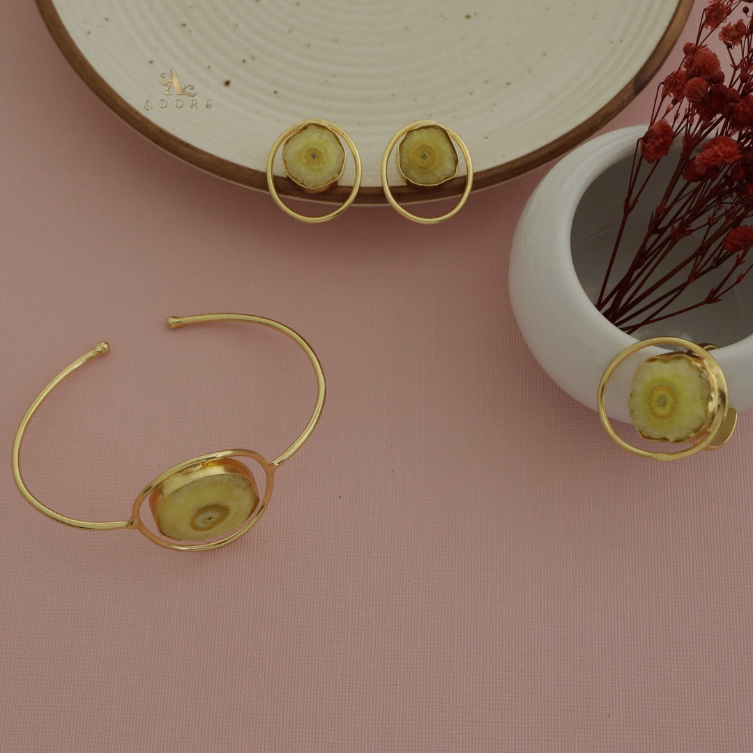 Seona Solar Agate Combo - Bracelet + Studs + Ring